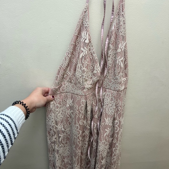Lulus dusty pink maxi lace up dress NWOT - Picture 3 of 6